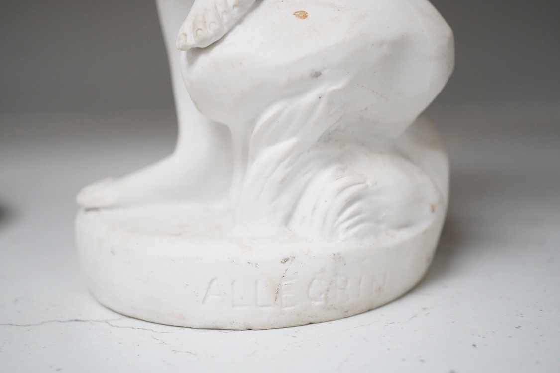 After Allegrin - a French bisque classical semi-nude female, 31.5cm high